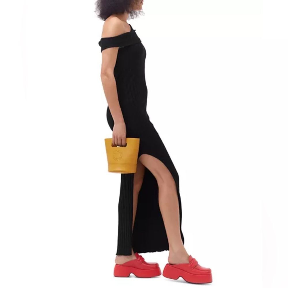 Simon Miller Asymmetric Wide Rib Maxi Dress in Black, NWT, Size M